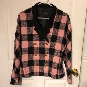 Carole Little Pink Plaid 4 Button Peacoat
